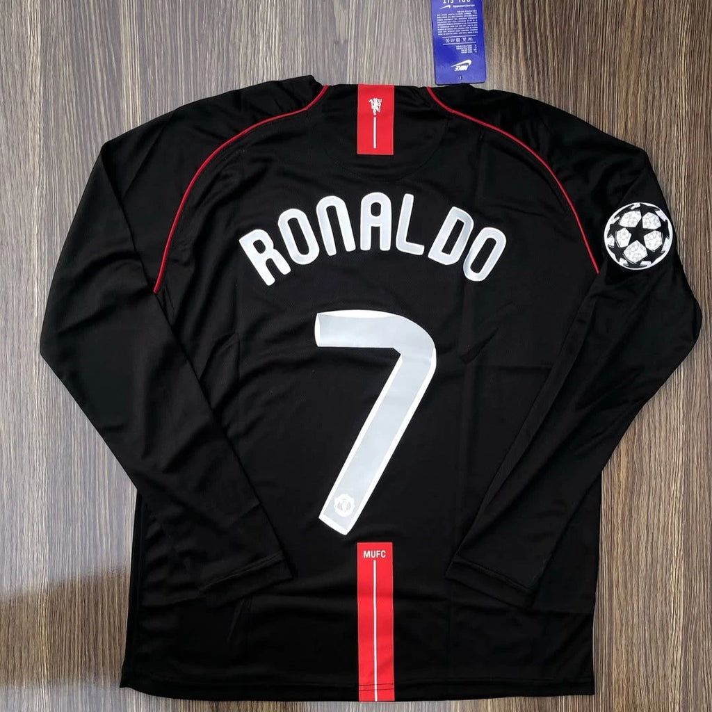 Cristiano Ronaldo #7 Manchester United 2007/2008 Black Long sleeve Away Jersey