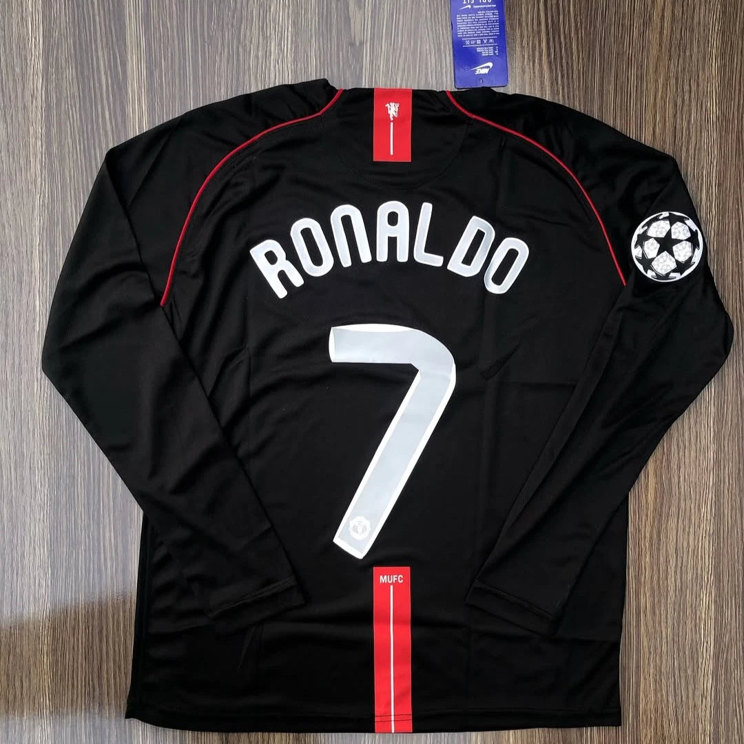 Cristiano Ronaldo #7 Manchester United 2007/2008 Black Long sleeve Away Jersey