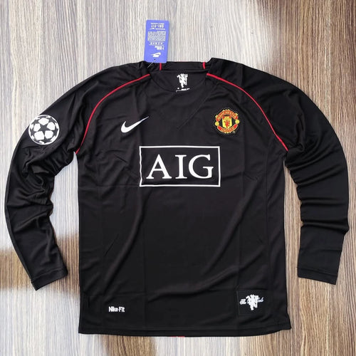 Cristiano Ronaldo #7 Manchester United 2007/2008 Black Long sleeve Away Jersey